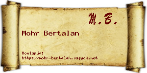 Mohr Bertalan névjegykártya